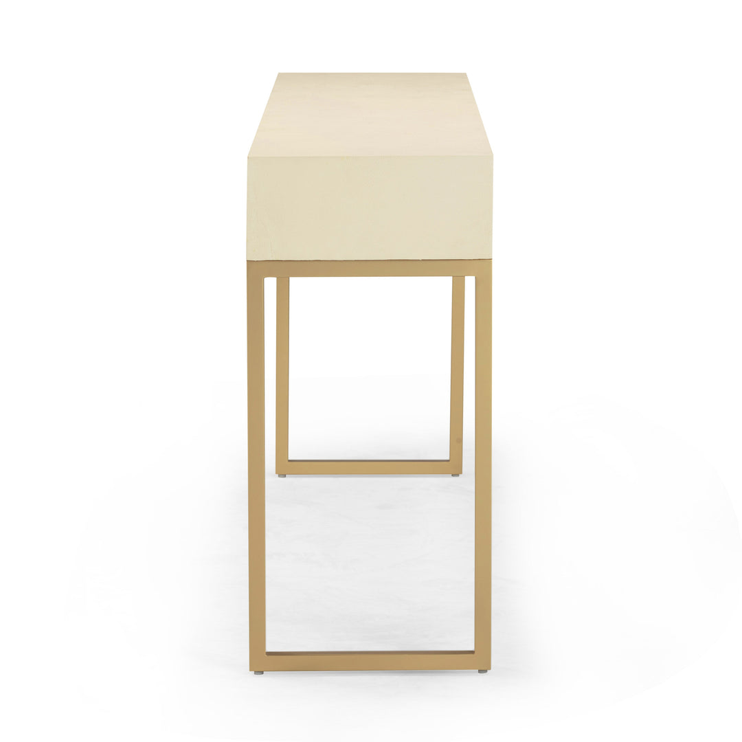 Pesce 59" Cream Faux Shagreen 3-Drawer Console Table