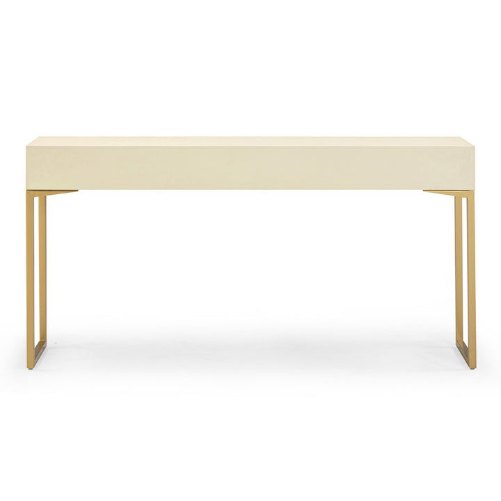 Pesce 59" Cream Faux Shagreen 3-Drawer Console Table
