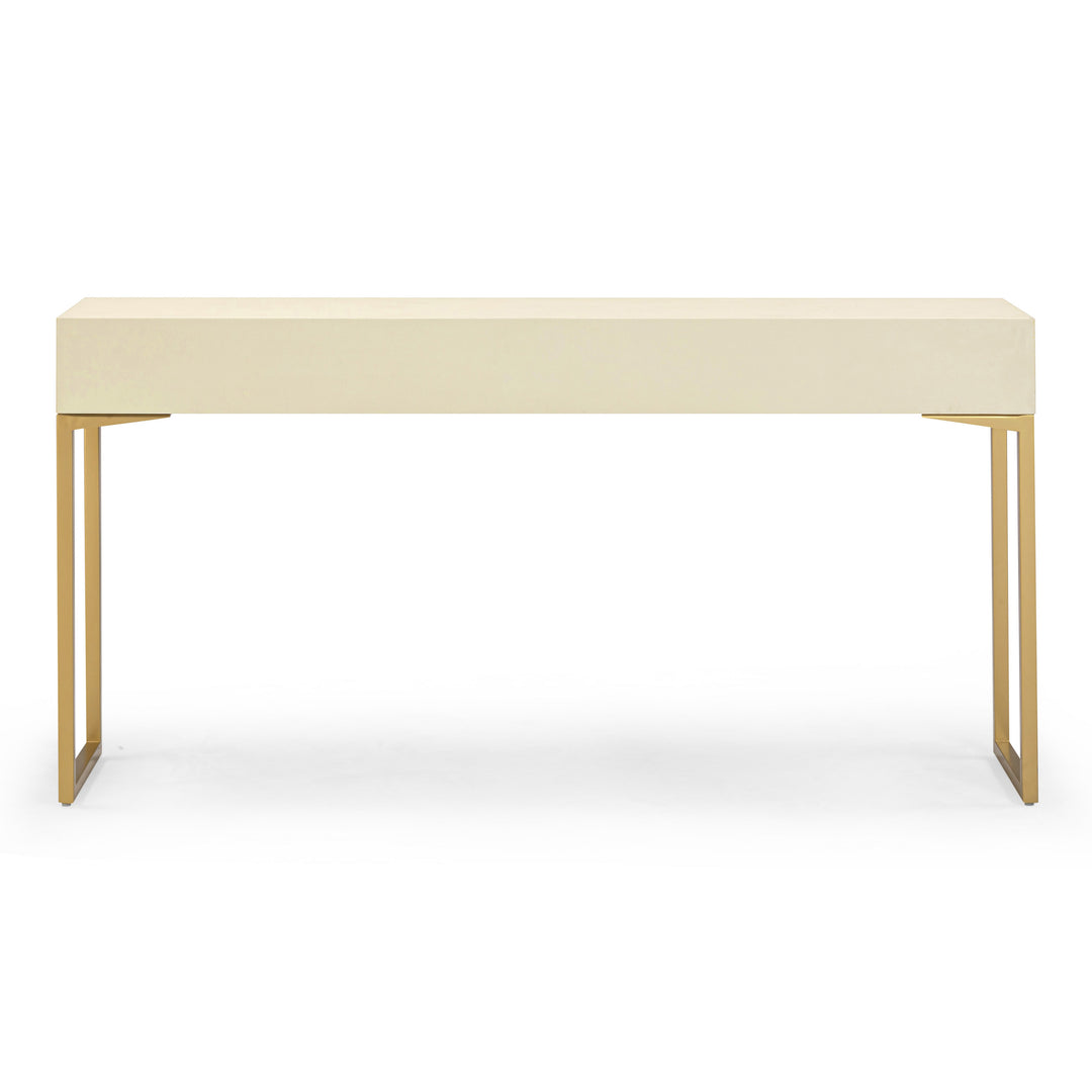 Pesce 59" Cream Faux Shagreen 3-Drawer Console Table