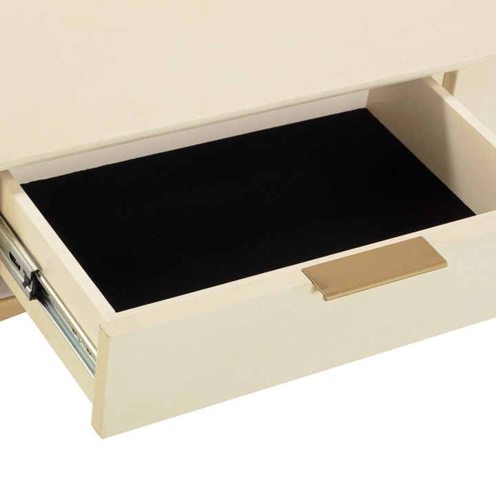 Pesce 59" Cream Faux Shagreen 3-Drawer Console Table