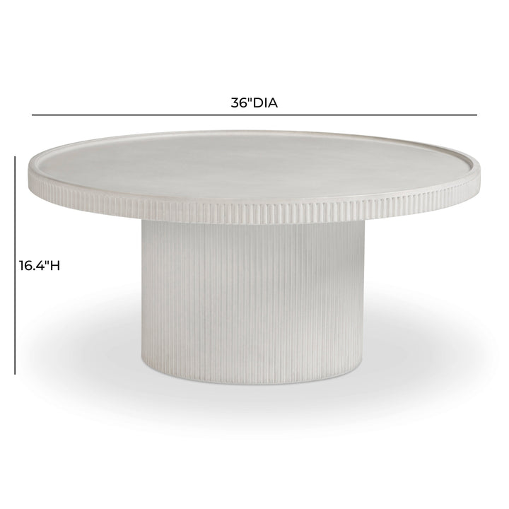 Darcy 36" White Concrete Indoor/Outdoor Round Coffee Table