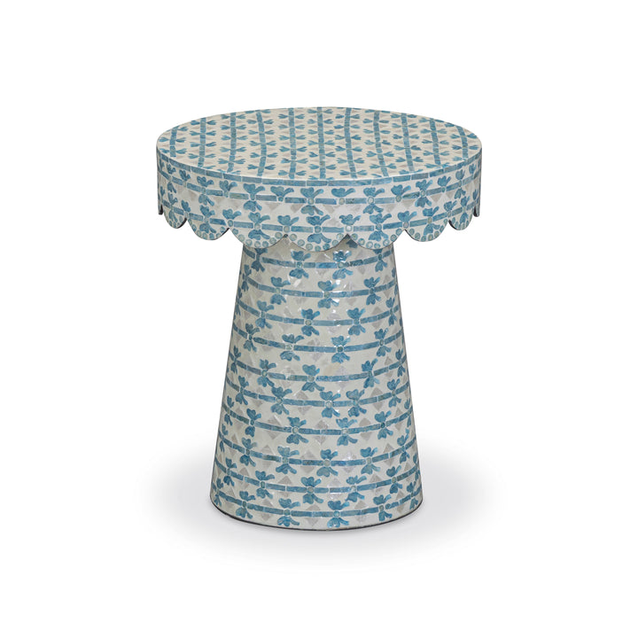 Lady Blue Ribbon Capiz Shell Round Side Table