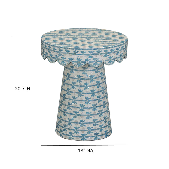 Lady Blue Ribbon Capiz Shell Round Side Table