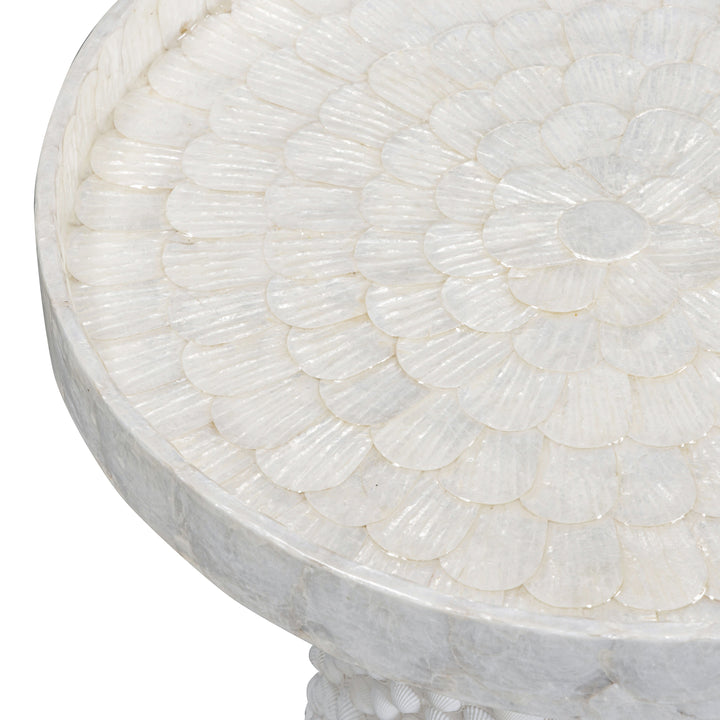 Coast Pearl White Seashell Round Side Table