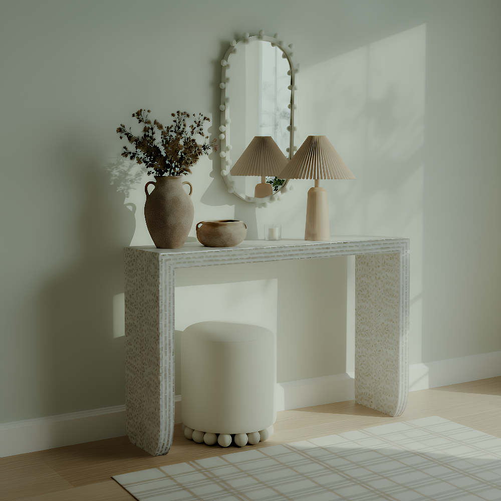 Cyprus 47" Cream Capiz Shell Console Table