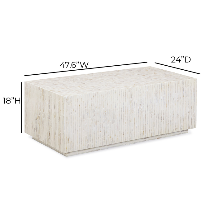 Earl 48" Cream Mother of Pearl Shell Rectangular Coffee Table