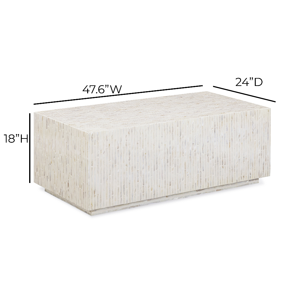 Earl 48" Cream Mother of Pearl Shell Rectangular Coffee Table