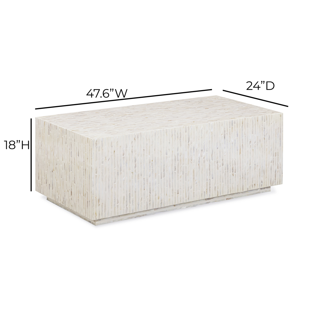 Earl 48" Cream Mother of Pearl Shell Rectangular Coffee Table