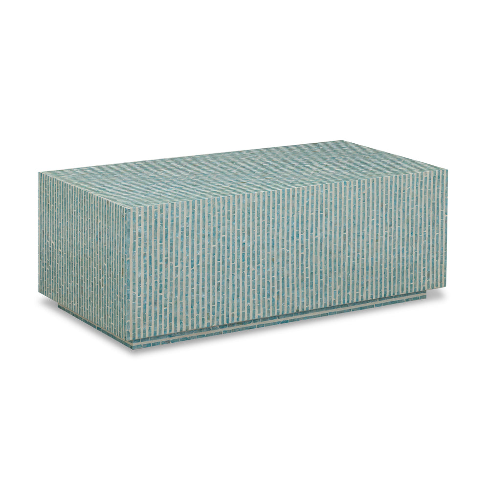 Earl 48" Light Blue Capiz Shell Rectangular Coffee Table