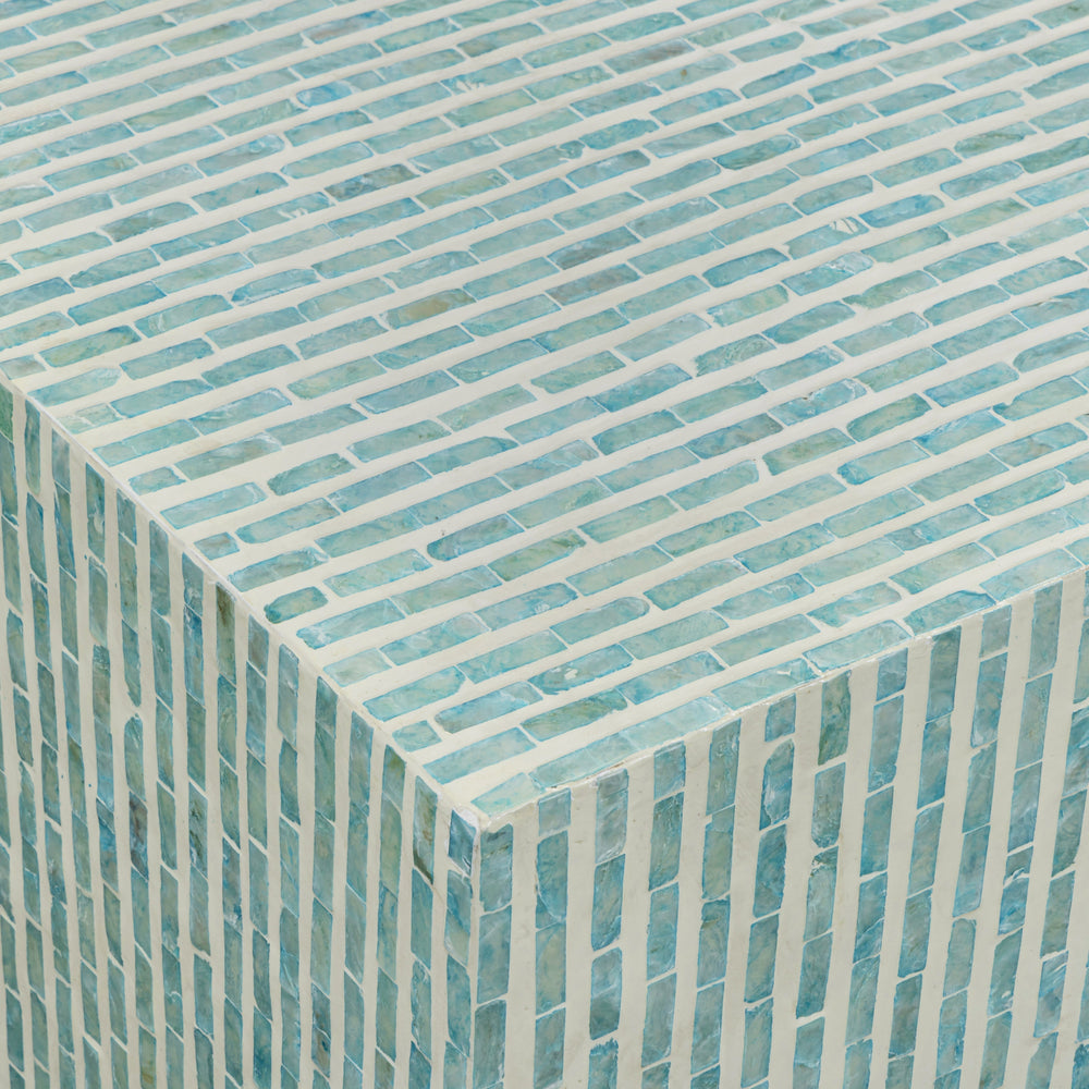 Earl 48" Light Blue Capiz Shell Rectangular Coffee Table