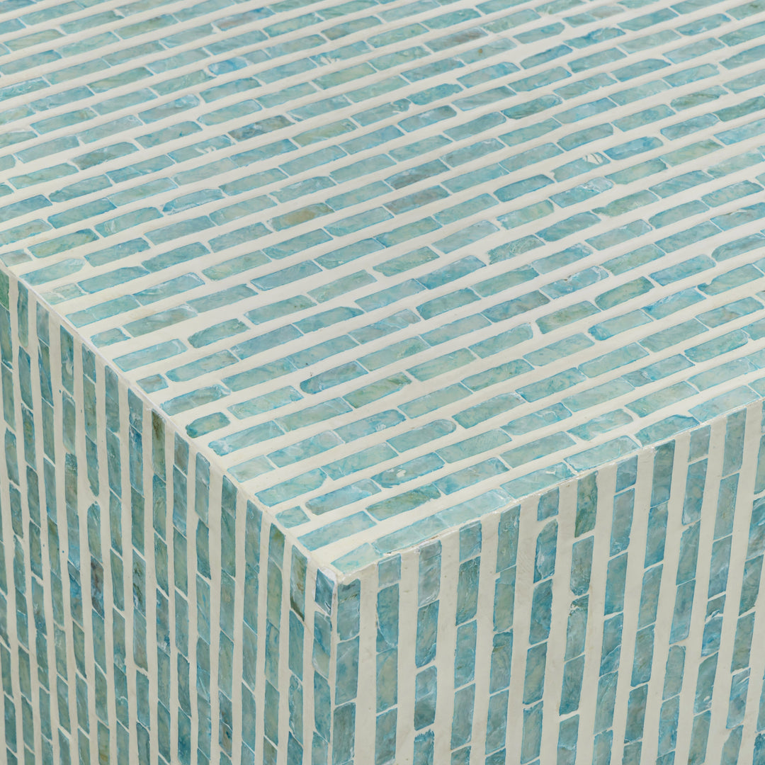 Earl 48" Light Blue Capiz Shell Rectangular Coffee Table