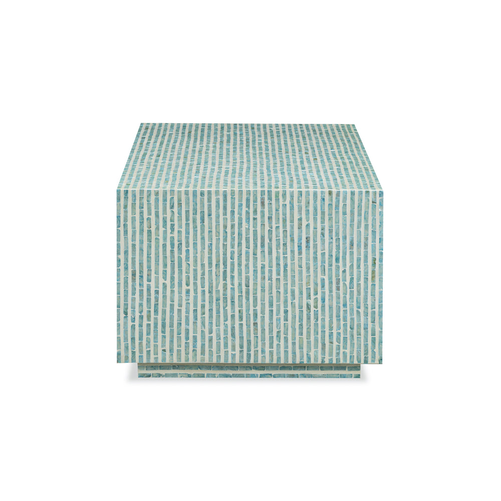 Earl 48" Light Blue Capiz Shell Rectangular Coffee Table
