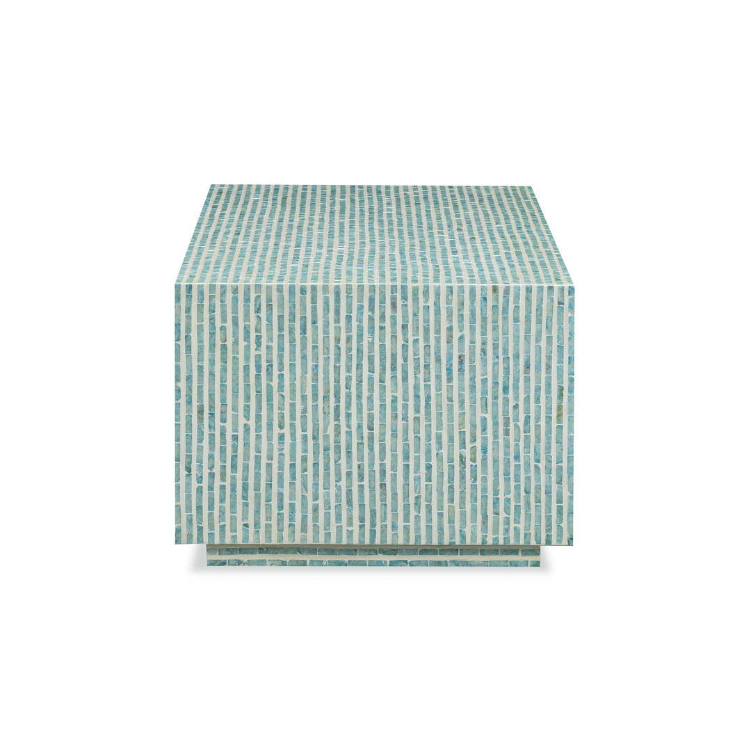 Earl 48" Light Blue Capiz Shell Rectangular Coffee Table