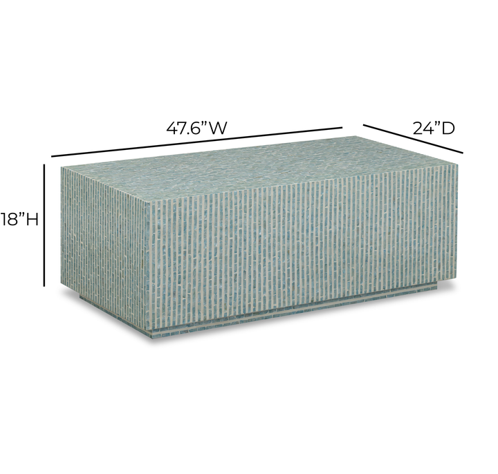 Earl 48" Light Blue Capiz Shell Rectangular Coffee Table