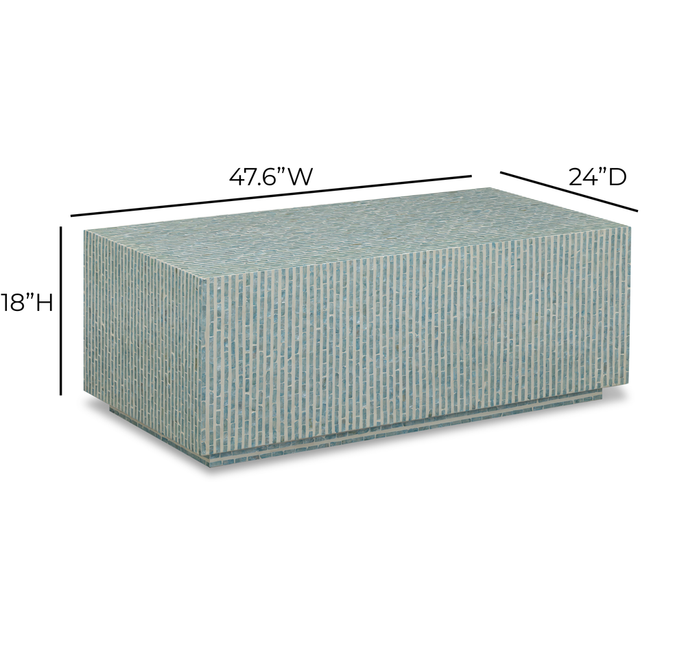 Earl 48" Light Blue Capiz Shell Rectangular Coffee Table