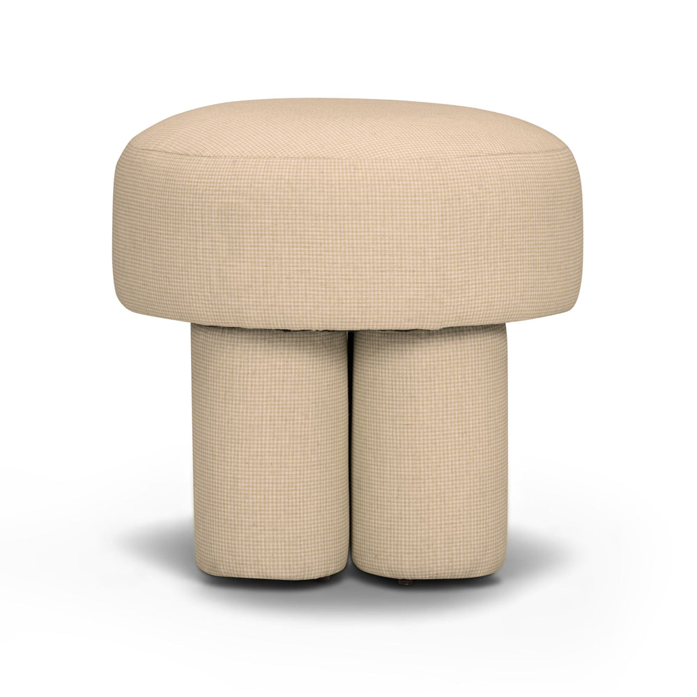 Masha Yellow Gingham Performance Linen Accent Stool
