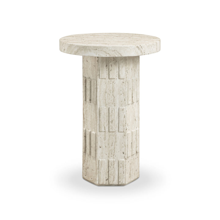 Asta Faux Travertine Indoor/Outdoor Concrete Side Table