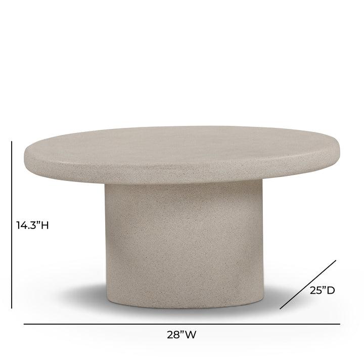 Jade 28" Cream Concrete Indoor/Outdoor Coffee Table