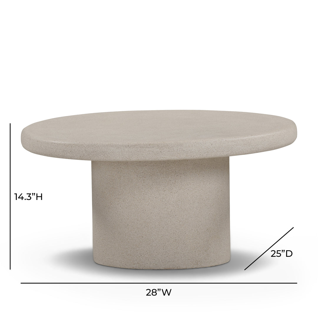 Jade 28" Cream Concrete Indoor/Outdoor Coffee Table