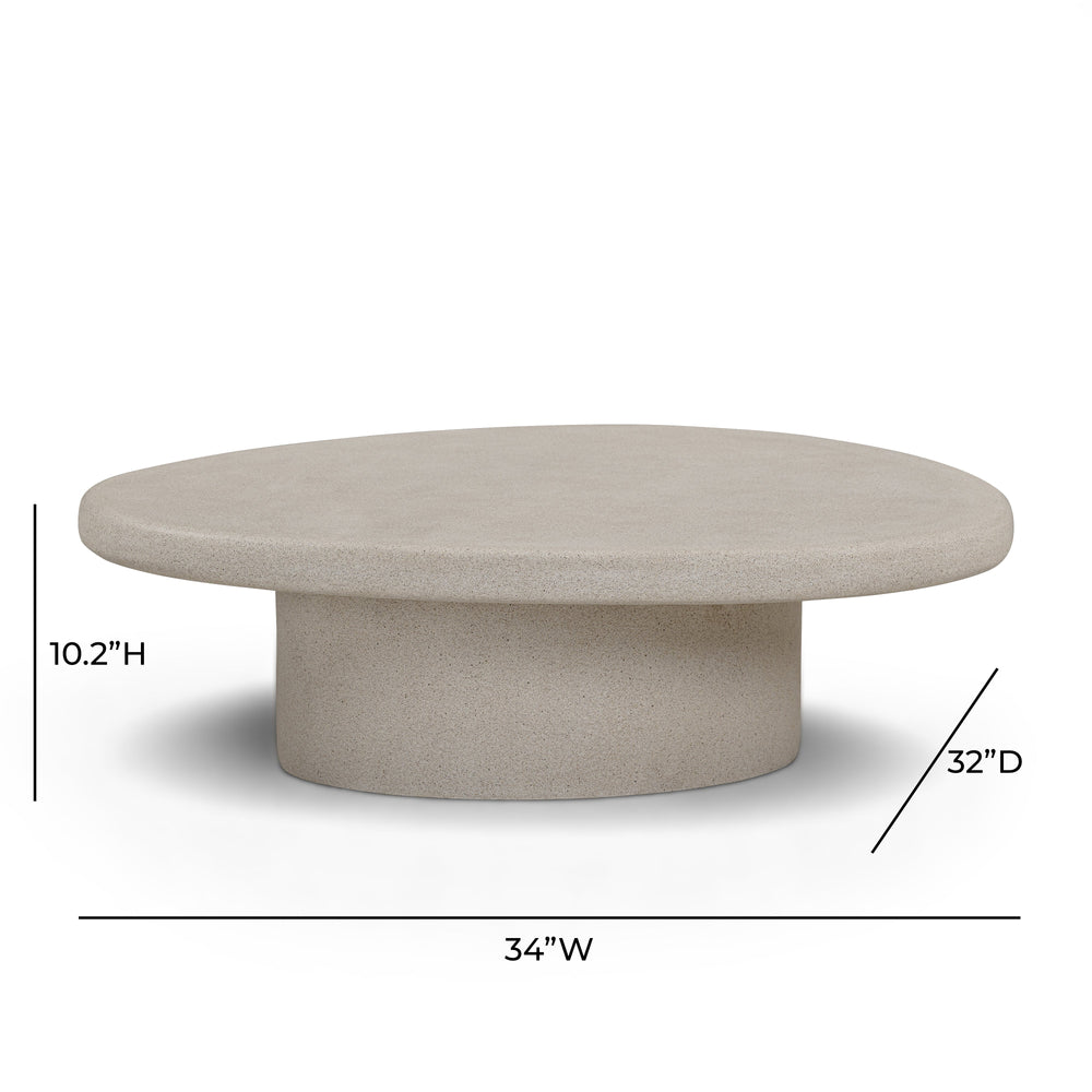 Jade 34" Cream Concrete Indoor/Outdoor Coffee Table