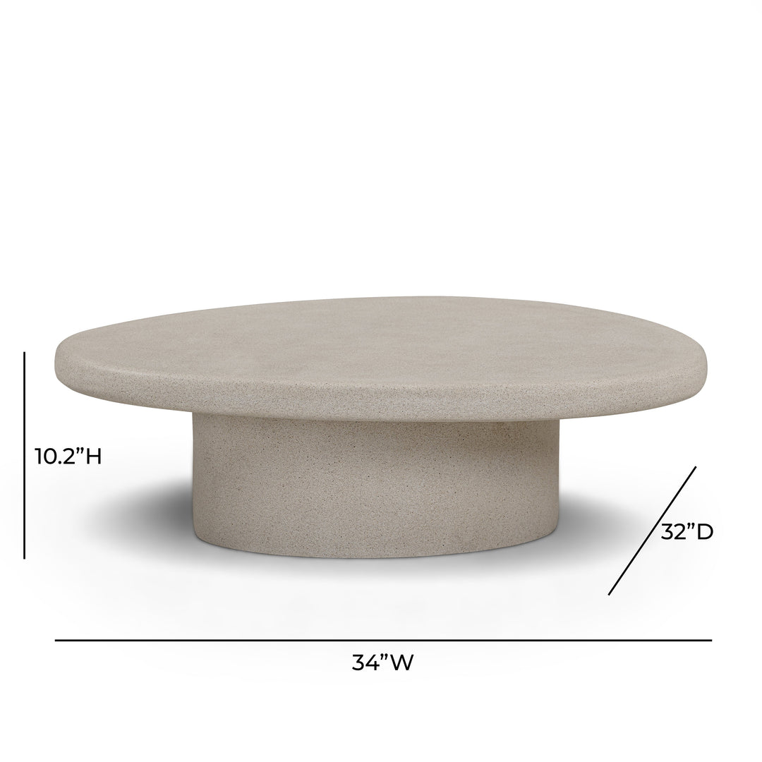 Jade 34" Cream Concrete Indoor/Outdoor Coffee Table