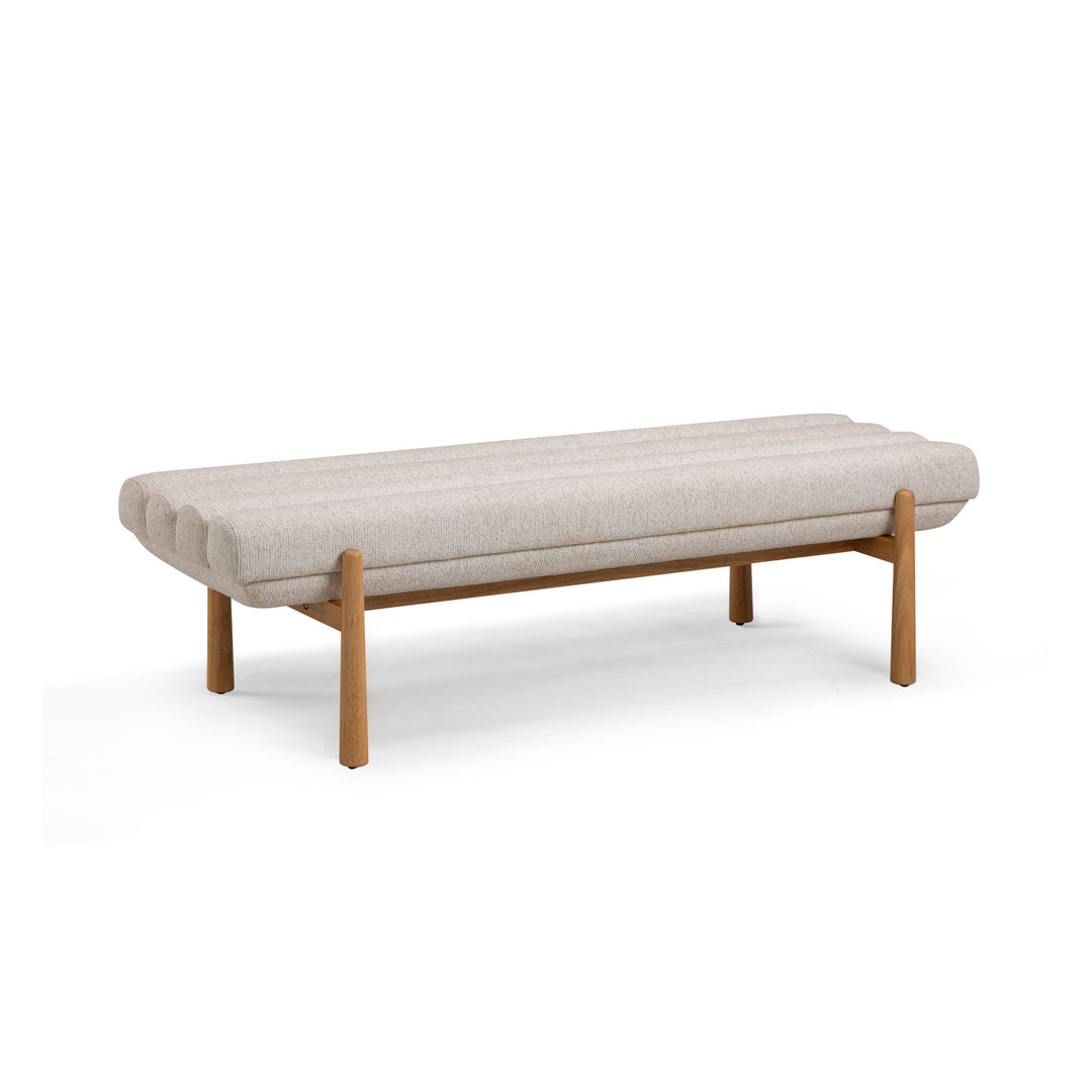Julianna 56" Cream Textured Performance Fabric Bench