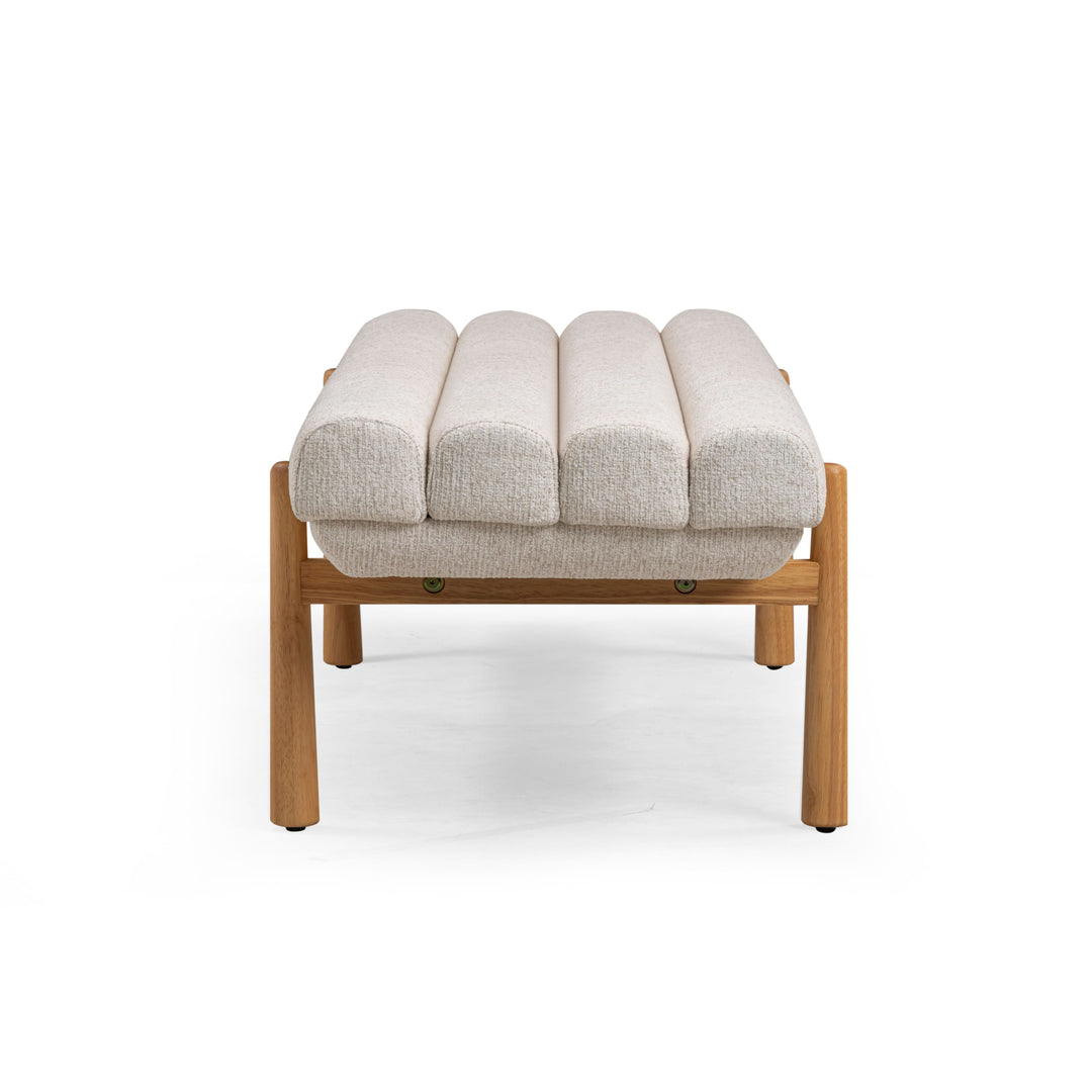 Julianna 56" Cream Textured Performance Fabric Bench