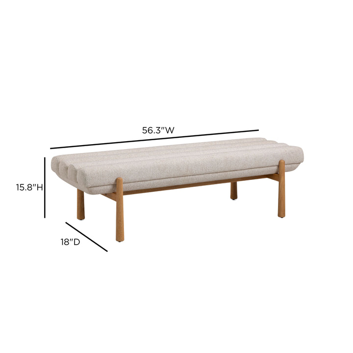 Julianna 56" Cream Textured Performance Fabric Bench
