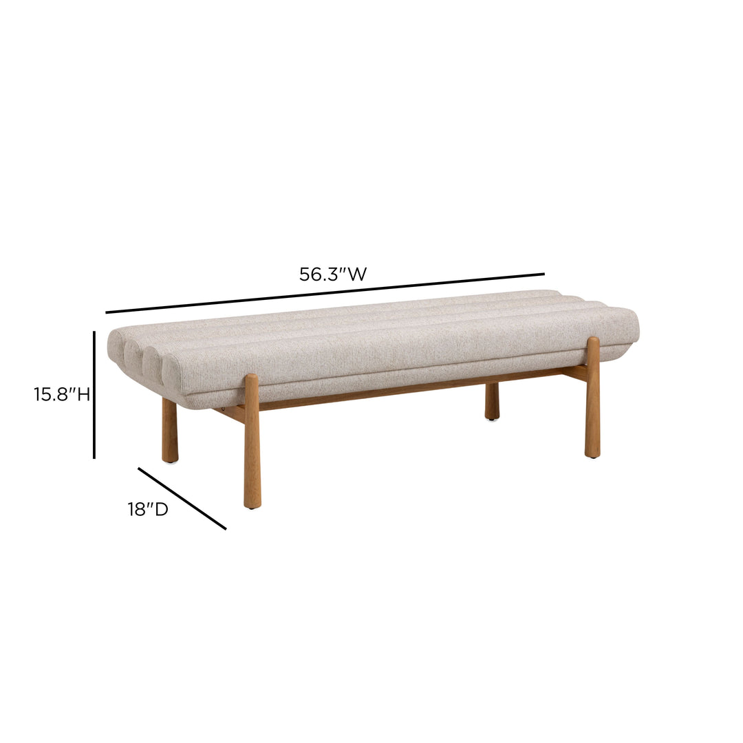 Julianna 56" Cream Textured Performance Fabric Bench