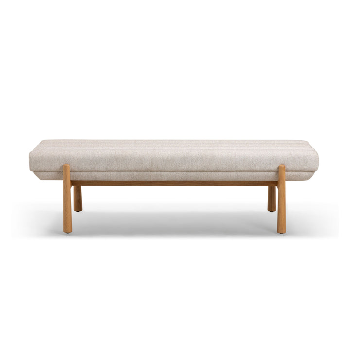 Julianna 56" Cream Textured Performance Fabric Bench