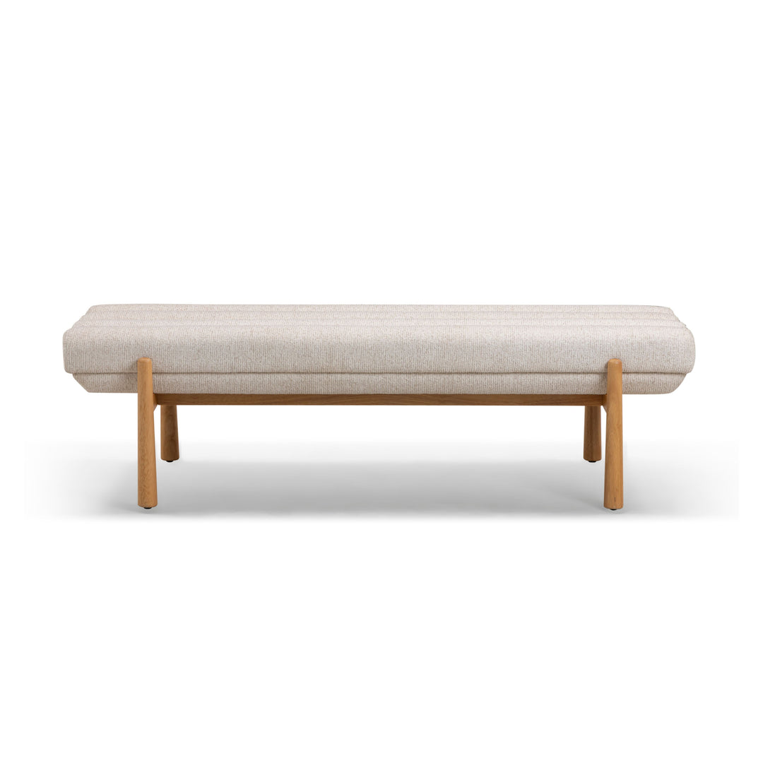 Julianna 56" Cream Textured Performance Fabric Bench