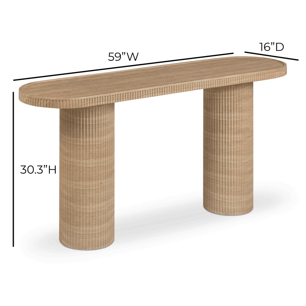 Darcy 59" Travertine Concrete Indoor/Outdoor Console Table