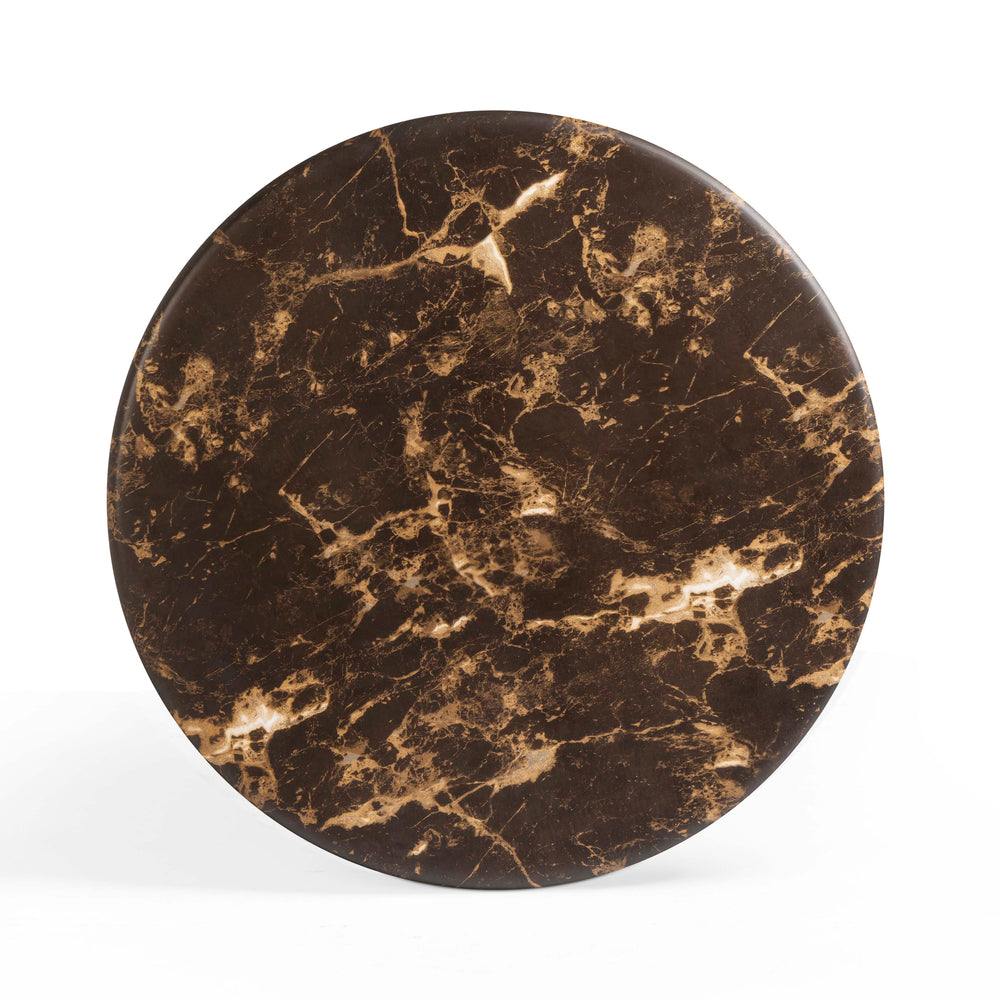 Byron 36" Dark Brown Faux Marble Indoor/Outdoor Concrete Round Coffee Table
