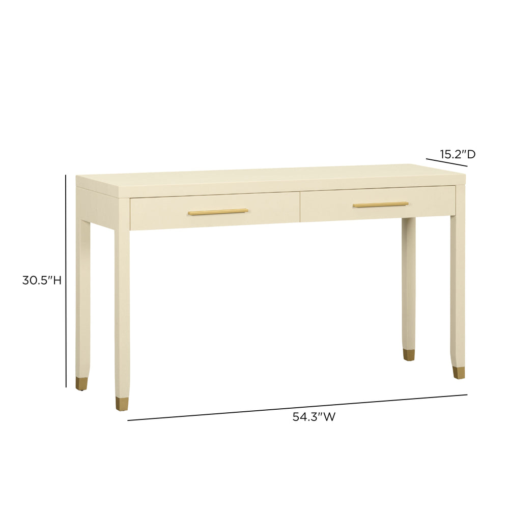 Dani 54" Cream Faux Shagreen 2-Drawer Console Table