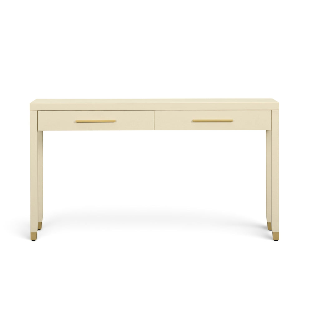 Dani 54" Cream Faux Shagreen 2-Drawer Console Table