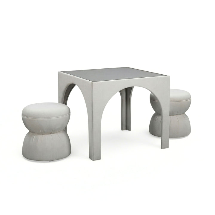 Tomlin Performance Chenille Game Table and Two Ottomans Set