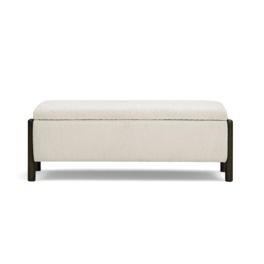 Abby 52" Cream Nubby Fabric Storage Bench