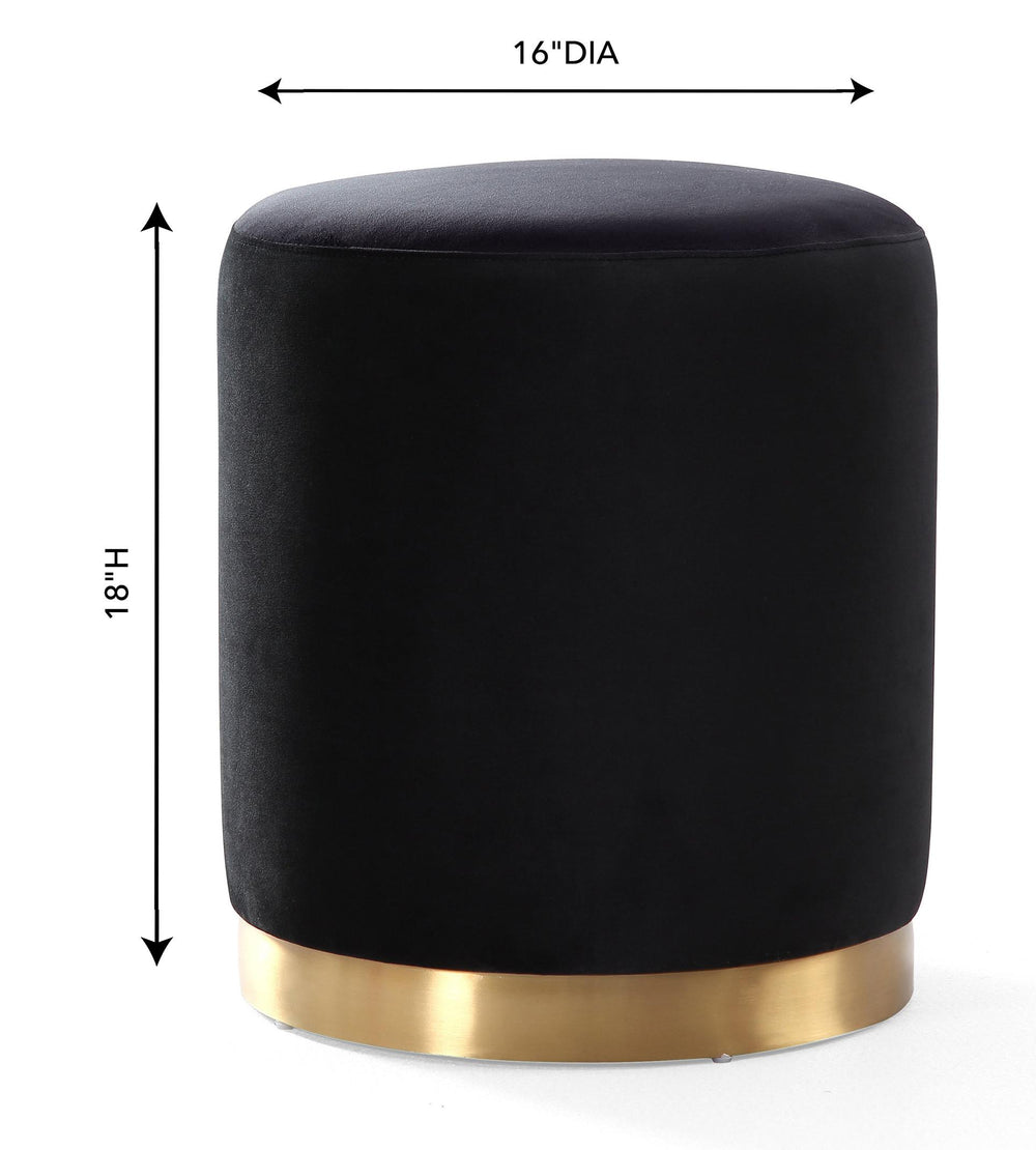 Opal Performance Velvet Ottoman - Black