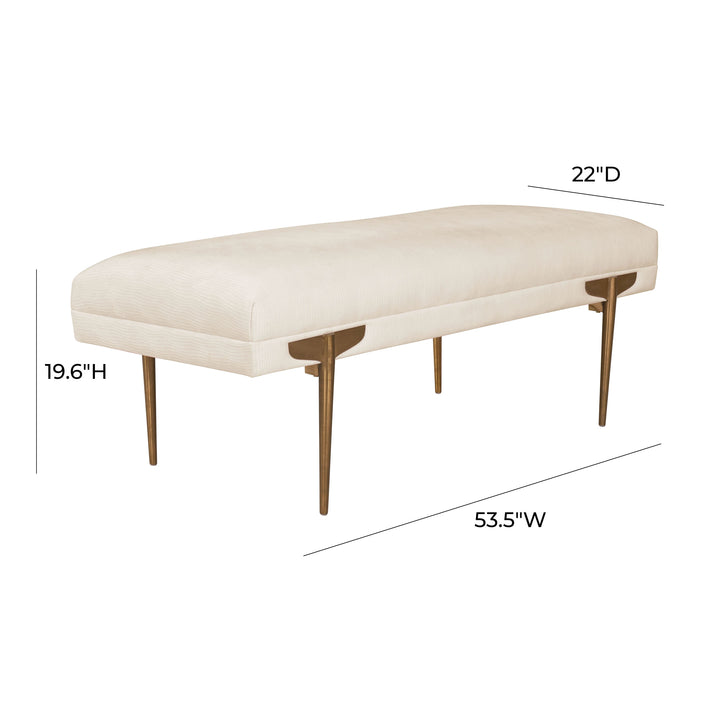Brno 53.5" Off-White Performance Velvet Bench