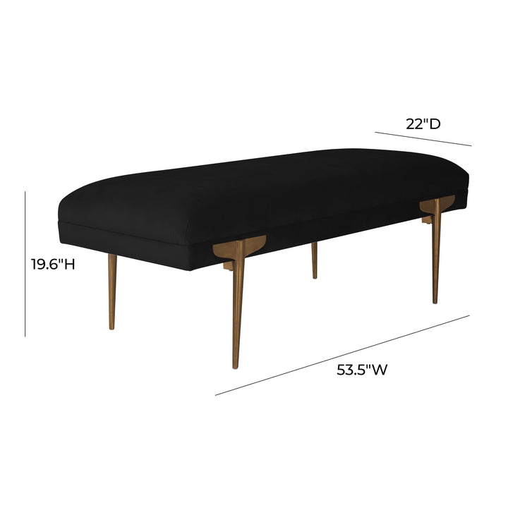 Brno 53.5" Black Performance Velvet Bench