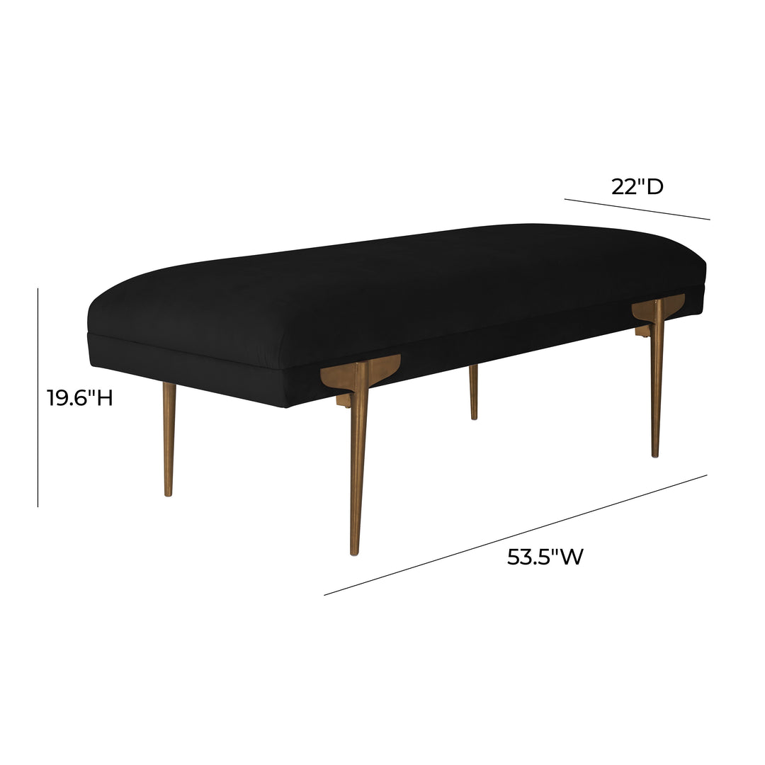 Brno 53.5" Black Performance Velvet Bench
