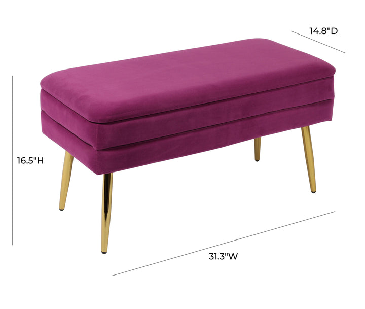 Ziva 31" Plum Velvet Storage Bench