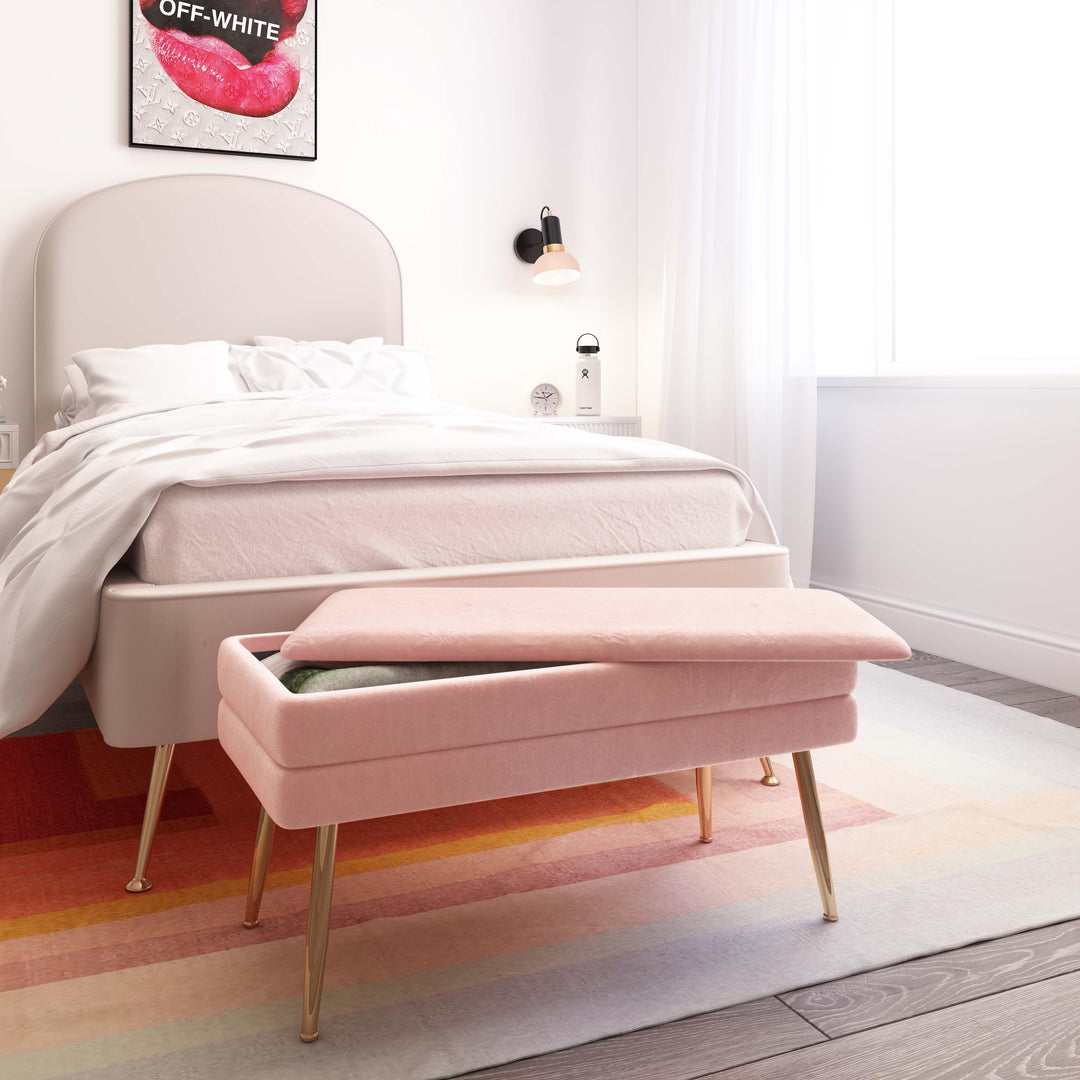 Ziva 31" Blush Velvet Storage Bench