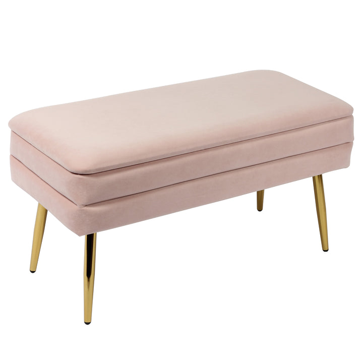 Ziva 31" Blush Velvet Storage Bench