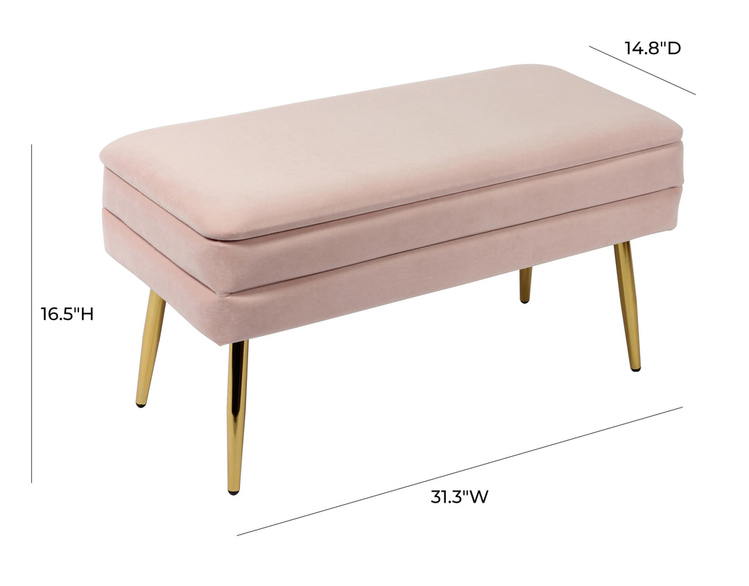 Ziva 31" Blush Velvet Storage Bench