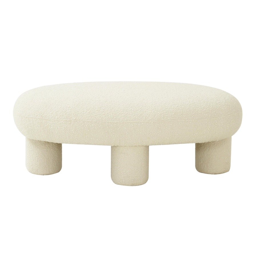 TOV Furniture Discus 46" Cream Performance Boucle Oval Ottoman