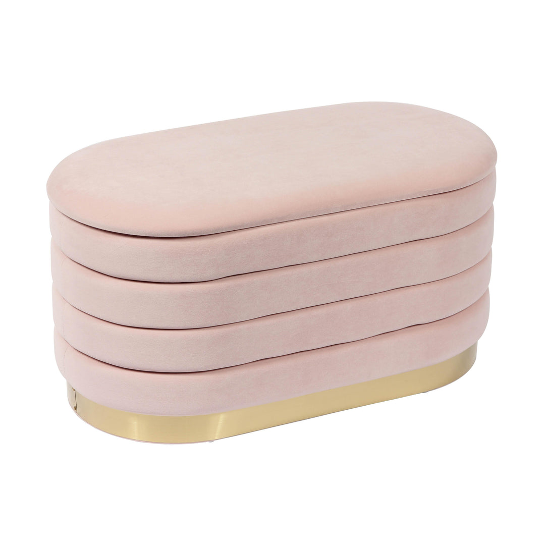 Lillian 31.5" Blush Performance Velvet Storage Bench