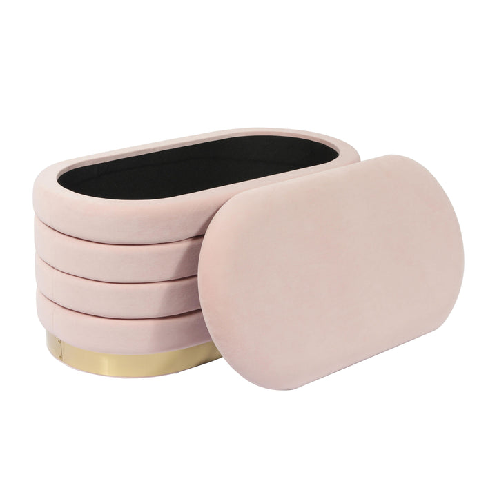 Lillian 31.5" Blush Performance Velvet Storage Bench