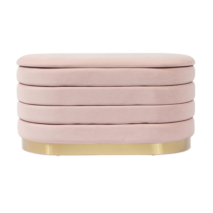 Lillian 31.5" Blush Performance Velvet Storage Bench