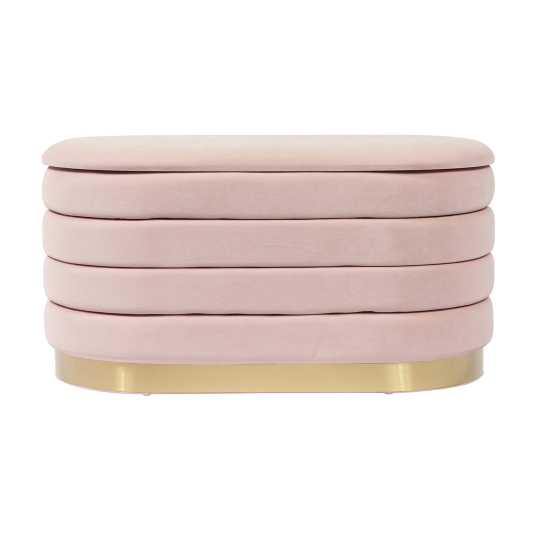 Lillian 31.5" Blush Performance Velvet Storage Bench